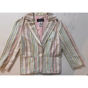 Vintage Y2K City Streets Women’s Small Blazer Jacket Pastel Stripe Juniors